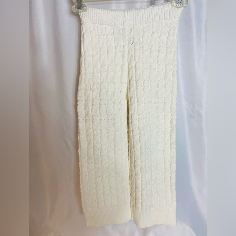 White Knit Wide-Leg Pants
